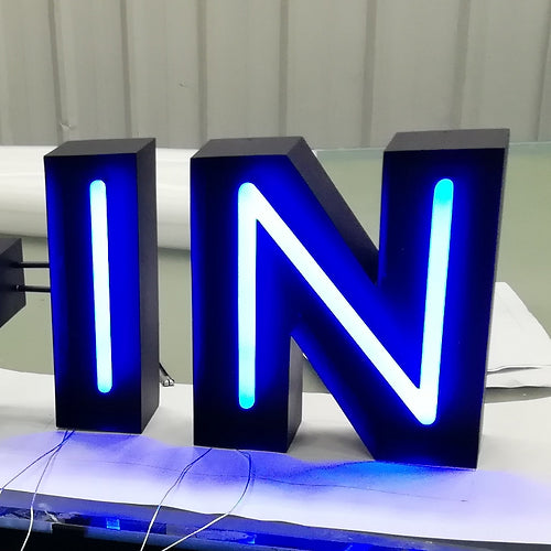 Blue channels Letters 3D with blueLED