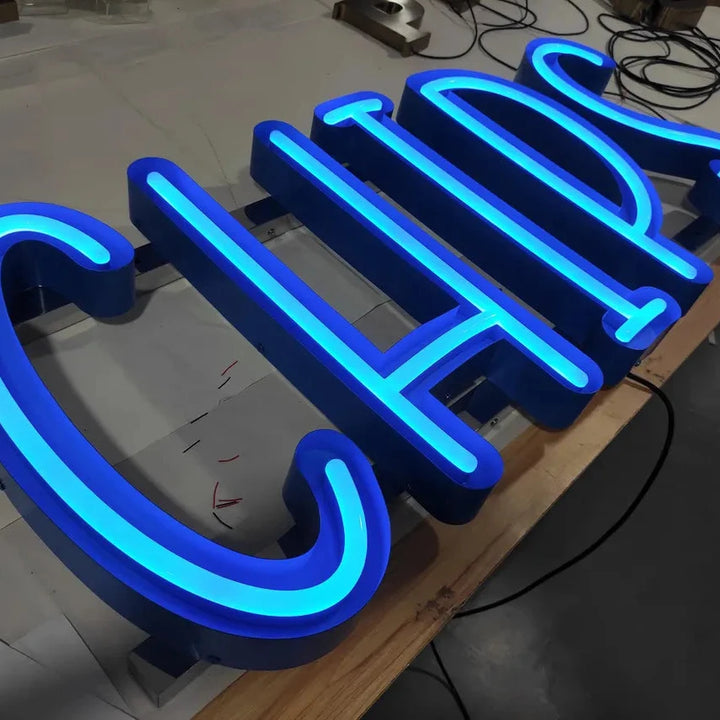 3D Letters blue neon tube