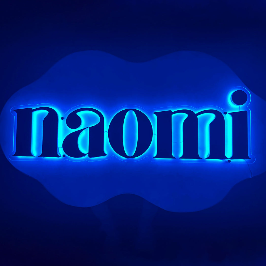 RGB Backlit reversed neon front in blue