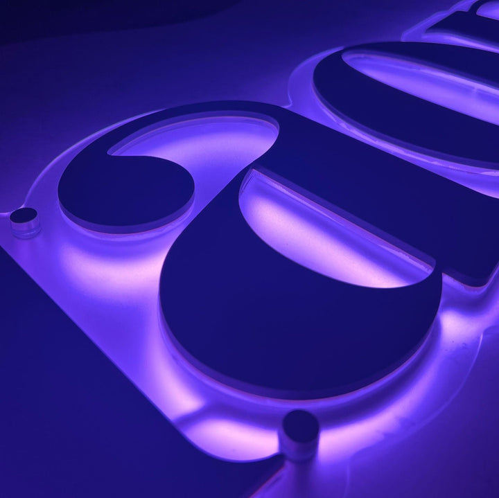 Reversed backlit neon detail purple