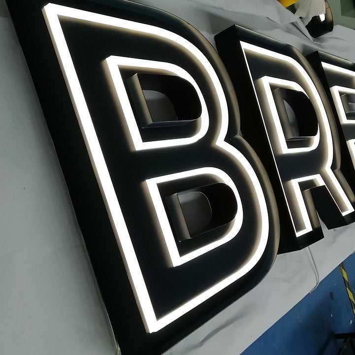 black 3D channel letters cold white LED neon