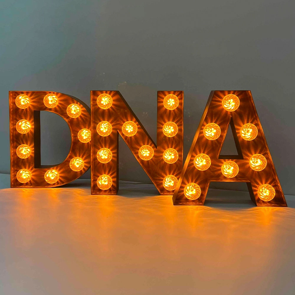 bulb vintage circus letters DNA