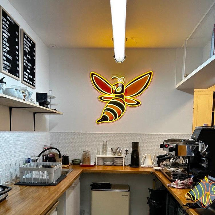 Custom neon Bee Cafe UV Print