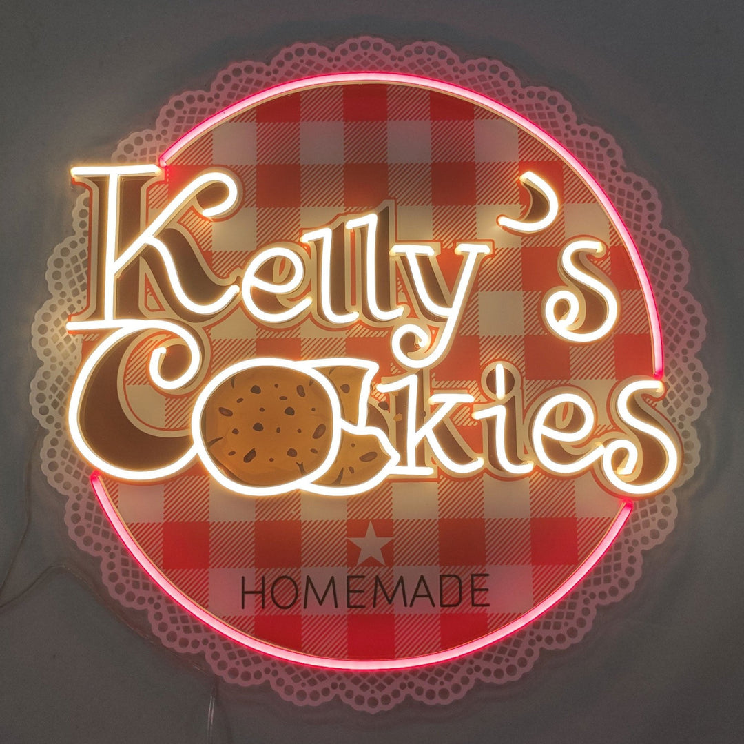 custom neon UV print Kelly's cookies