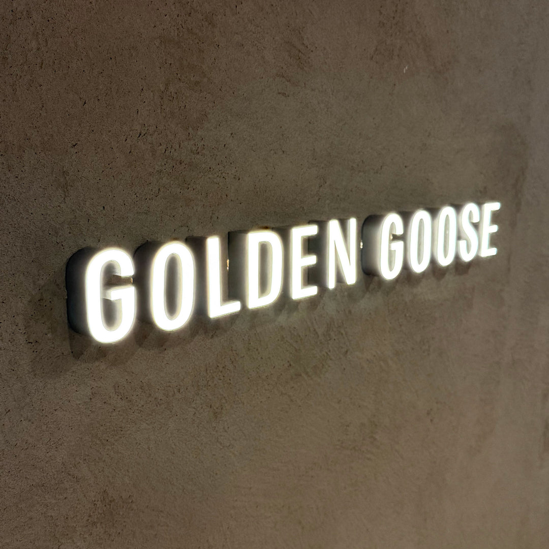 Frontlit channel letters white GOLDEN GOOSE