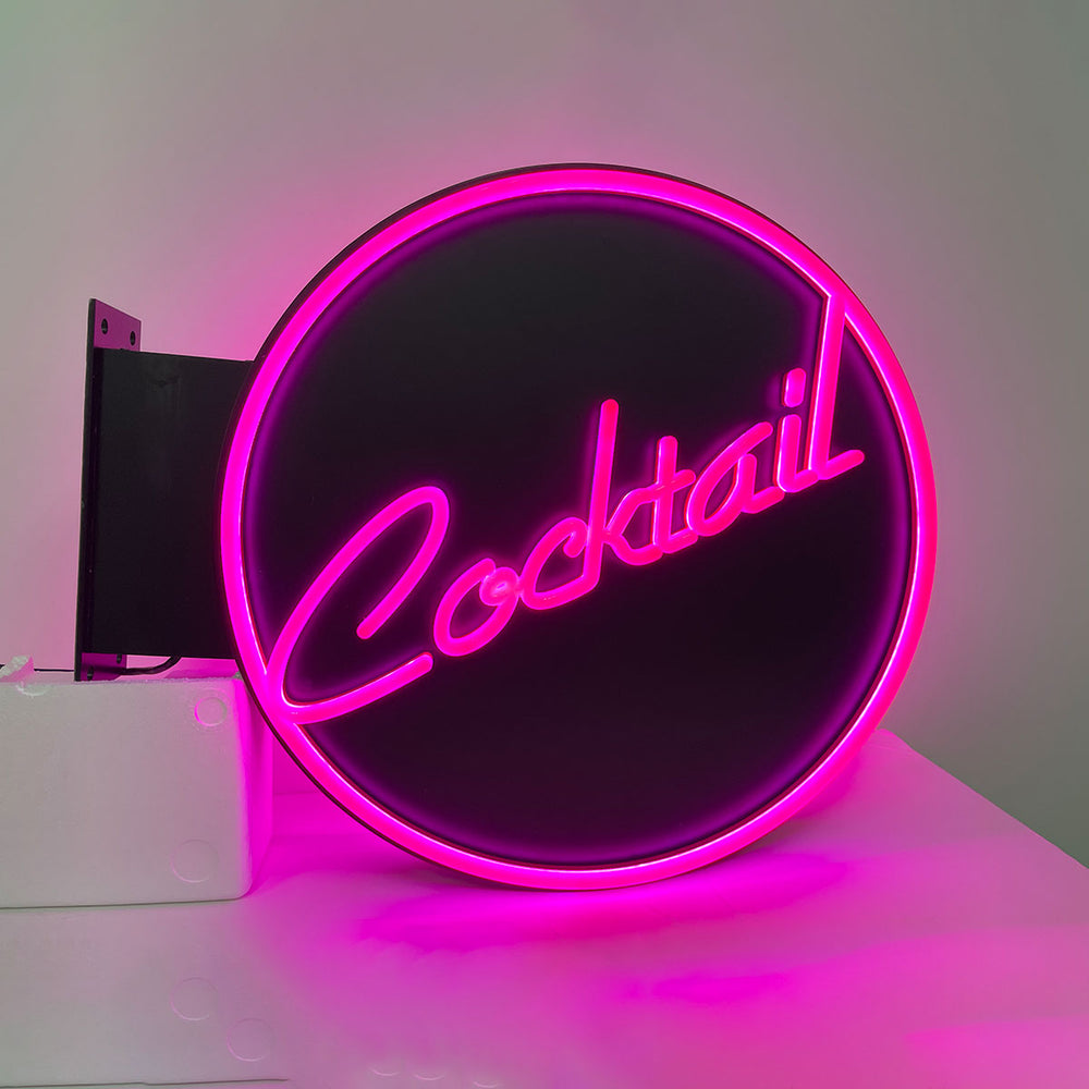 outdoor double-sided lightbox for cocktail Bar baby pink neon