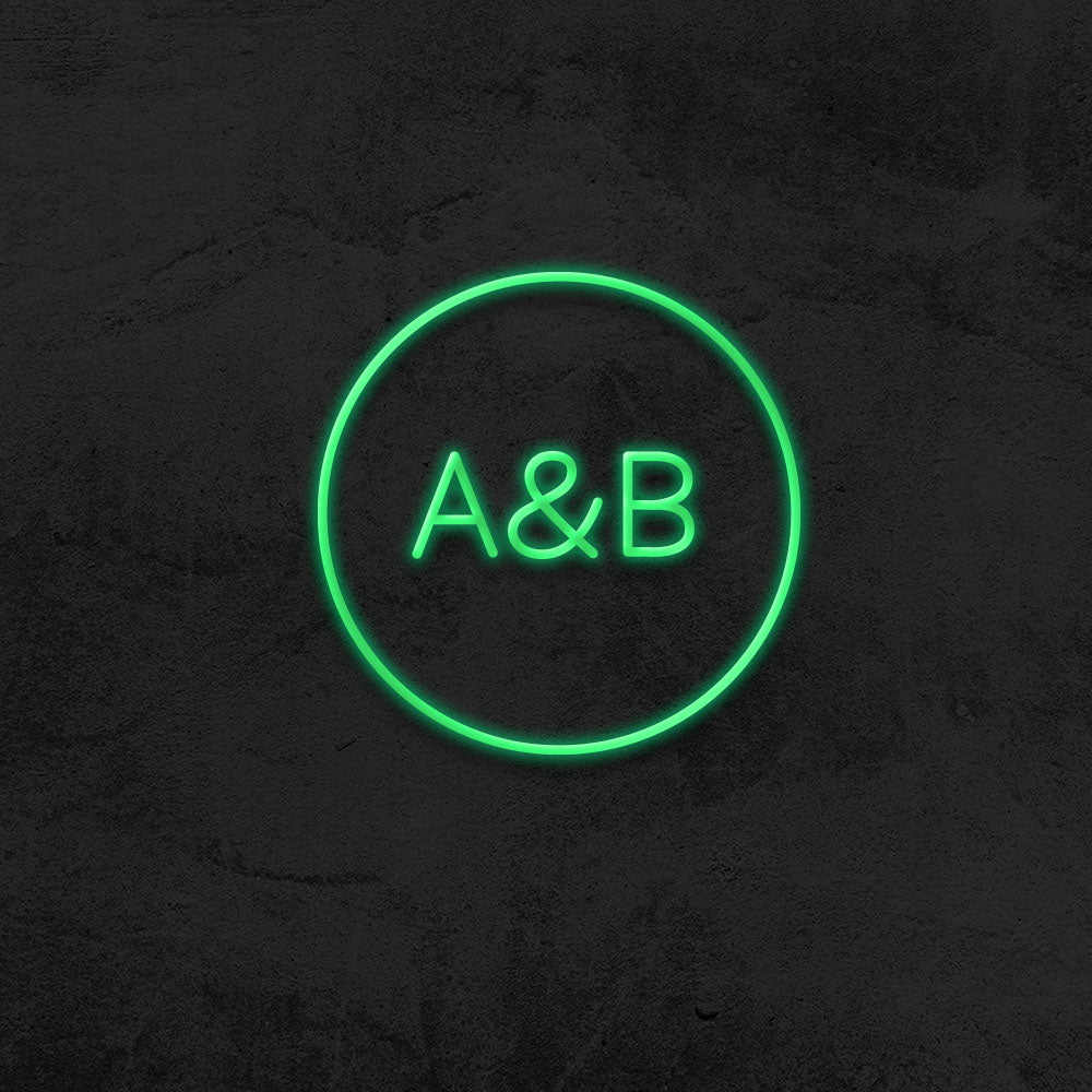 Custom Circle Initials LED Wedding Neon Sign MK Neon