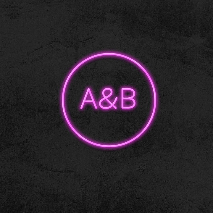 Custom Circle Initials LED Wedding Neon Sign MK Neon