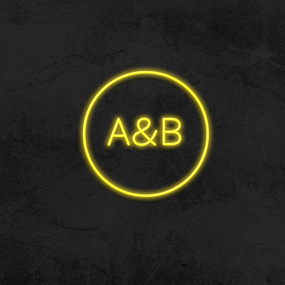 Custom Circle Initials LED Wedding Neon Sign MK Neon