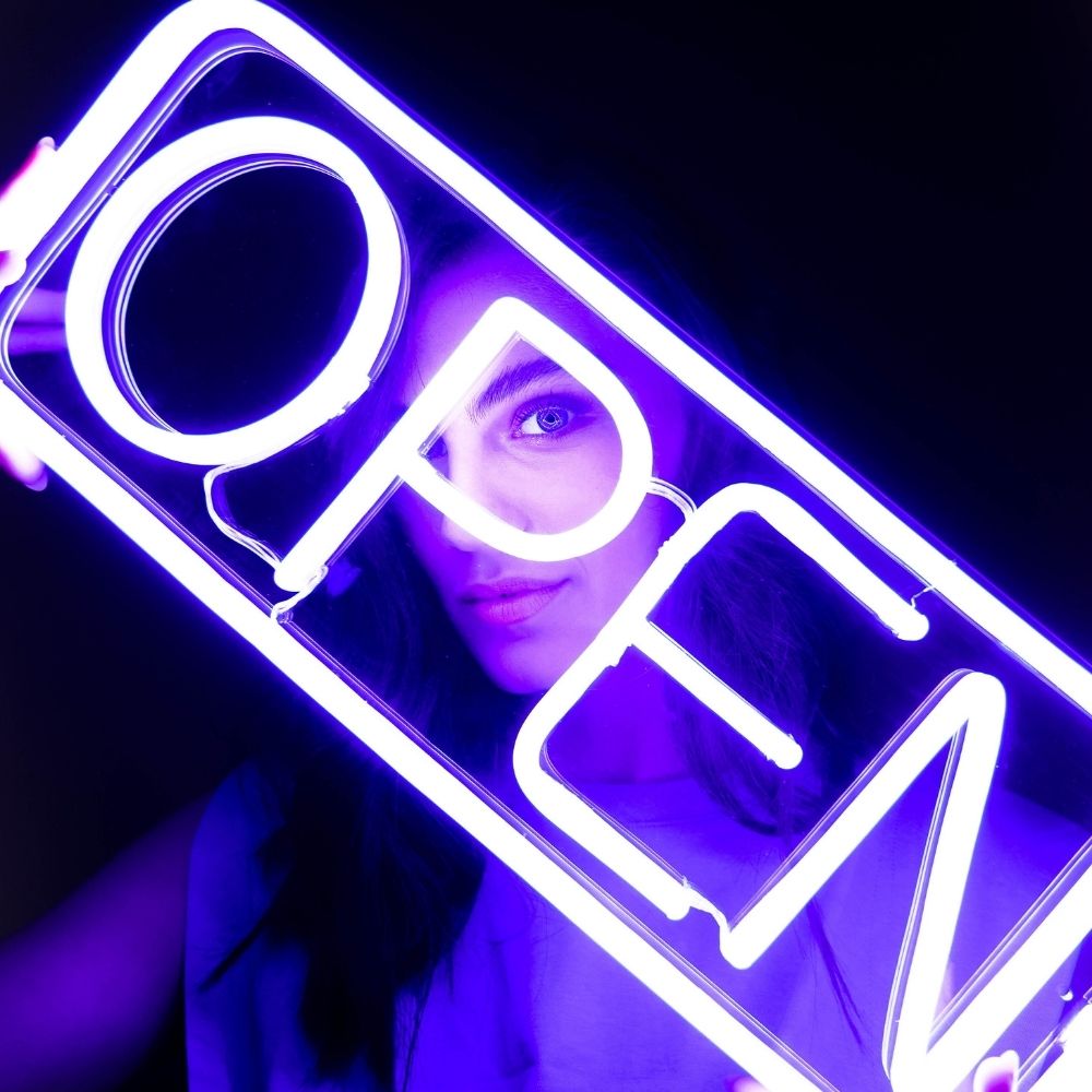 open neon sign LED shop mk neon