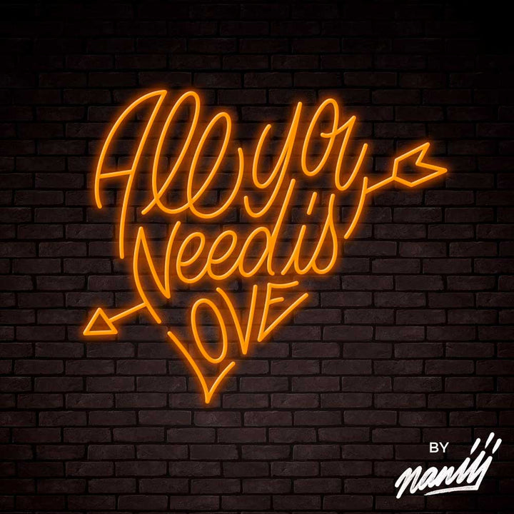 All You Need Is Love - Lettering neon sign