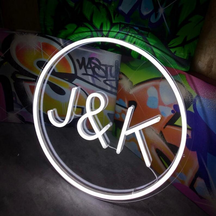 Custom Circle Initials LED Wedding Neon Sign MK Neon