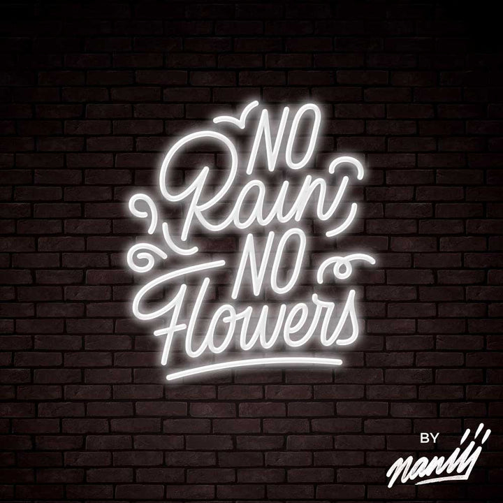 No Rain No Flowers  - Lettering neon sign