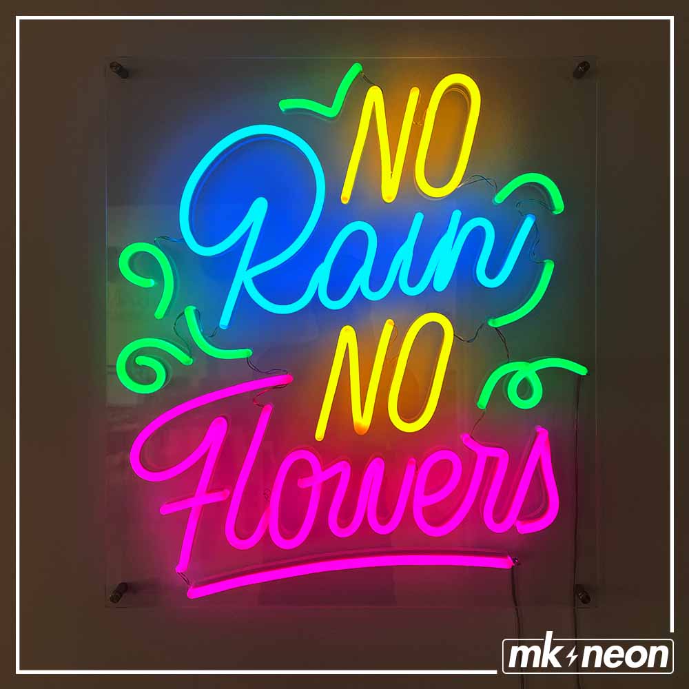 No Rain No Flowers  - Lettering neon sign