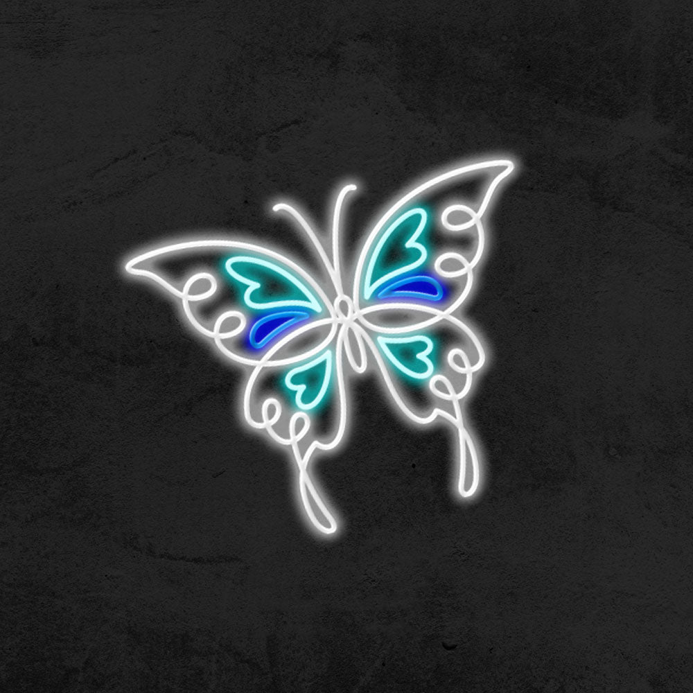 neon animal drawing butterfly